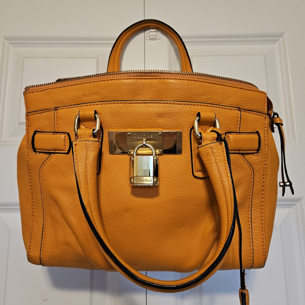 Calvin Klein Orange Leather Satchel